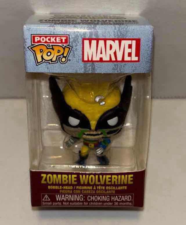 Photo 8 of NEW FUNKO POP! MARVEL ZOMBIES GLOW IN THE DARK BOBBLEHEAD FIGURE & POCKET POP! BOBBLEHEAD KEYCHAIN, #662 ZOMBIE WOLVERINE & ZOMBIE WOLVERINE KEYCHAIN