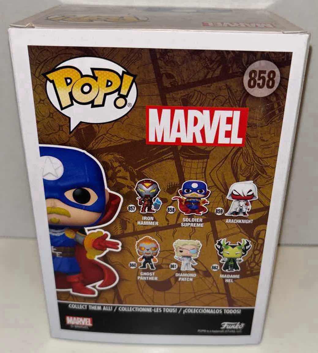 Photo 4 of NEW FUNKO POP! MARVEL INFINITY WARPS BOBBLEHEAD FIGURE, #858 SOLDIER SUPREME