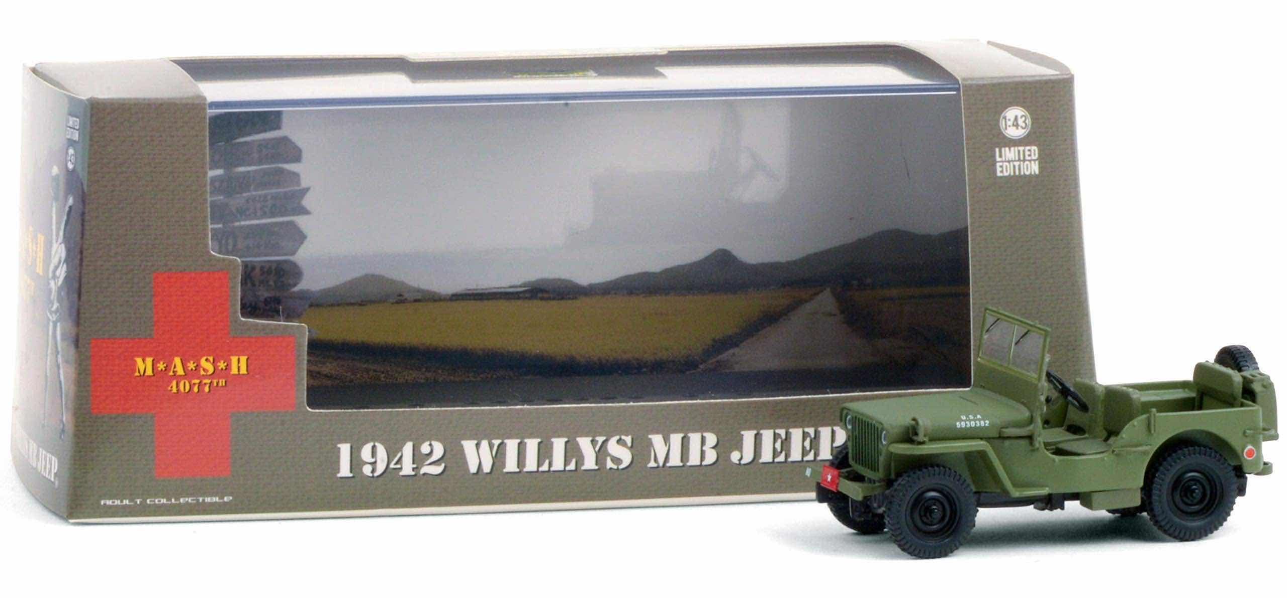 Photo 1 of NEW GREENLIGHT COLLECTIBLES HOLLYWOOD LIMITED EDITION 1:43 SCALE DIE-CAST VEHICLE, M*A*S*H 4077TH 1952 WILLYS M38 A1 JEEP 