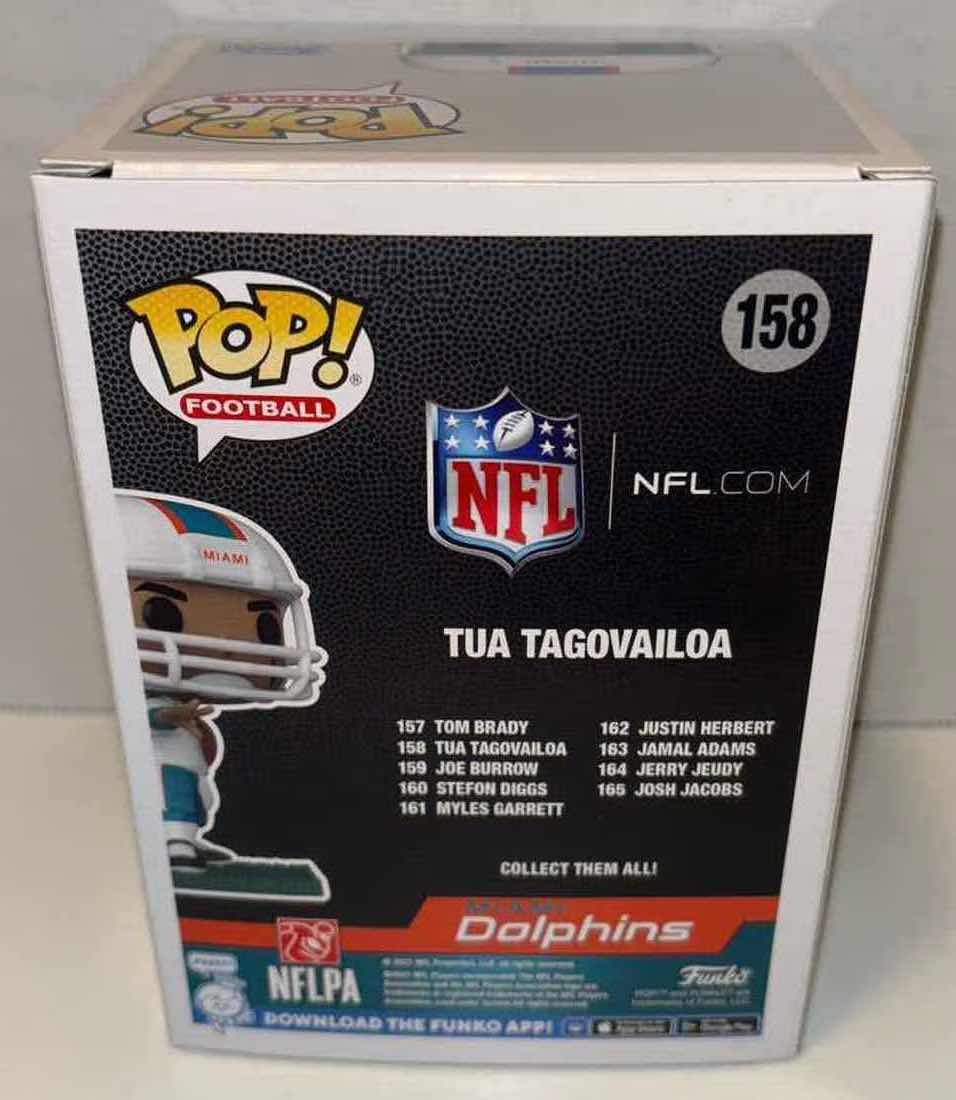 Photo 4 of NEW FUNKO POP! FOOTBALL VINYL FIGURE, NFL MIAMI DOLPHINS #158 TUA TAGOVAILOA