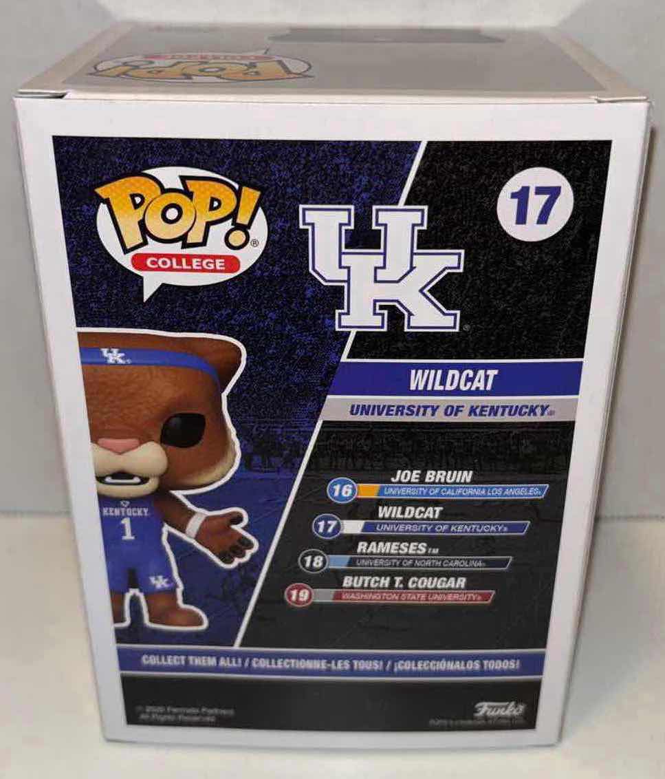 Photo 4 of NEW FUNKO POP! COLLEGE MASCOT VINYL FIGURE, UNIVERSITY OF KENTUCKY #17 WILDCAT