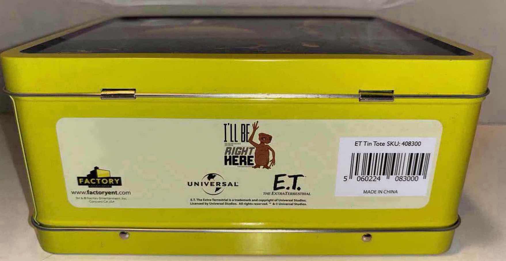 Photo 5 of NEW FACTORY ENTERTAINMENT TIN TOTE, “E.T. THE EXTRA-TERRESTRIAL”