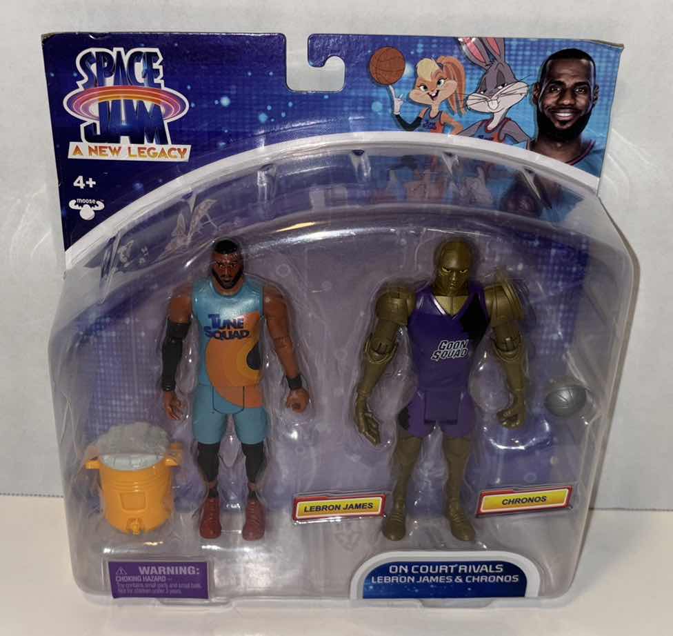 Photo 2 of NEW MOOSE TOYS SPACE JAM A NEW LEGACY ACTION FIGURES & ACCESSORIES, “ON COURT RIVALS  LEBRON JAMES & CHRONOS”