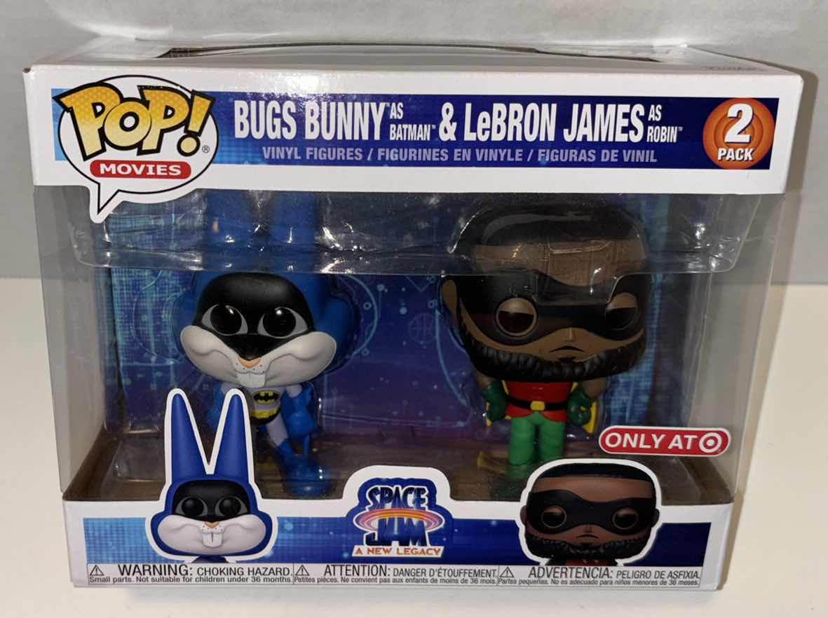 Photo 2 of NEW FUNKO POP! MOVIES VINYL FIGURE TARGET EXCLUSIVE 2-PACK, SPACE JAM A NEW LEGACY “BUGS BUNNY AS BATMAN & LEBRON JAMES AS ROBIN”