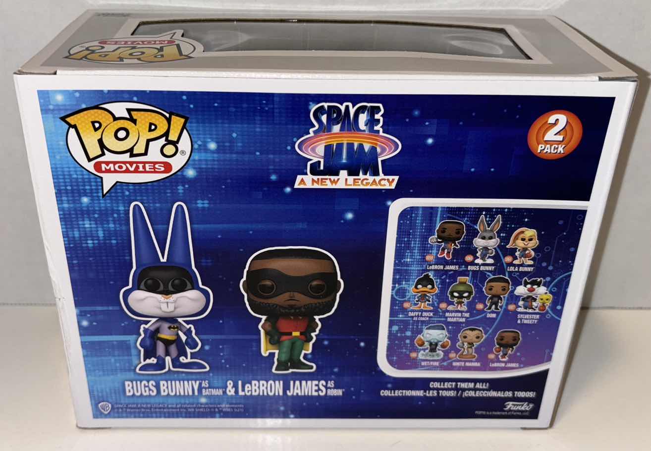 Photo 4 of NEW FUNKO POP! MOVIES VINYL FIGURE TARGET EXCLUSIVE 2-PACK, SPACE JAM A NEW LEGACY “BUGS BUNNY AS BATMAN & LEBRON JAMES AS ROBIN”