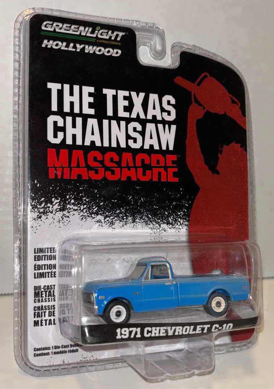 Photo 1 of NEW GREENLIGHT COLLECTIBLES HOLLYWOOD LIMITED EDITION 1:64 SCALE DIE-CAST METAL VEHICLE, THE TEXAS CHAINSAW MASSACRE 1971 CHEVROLET C-10