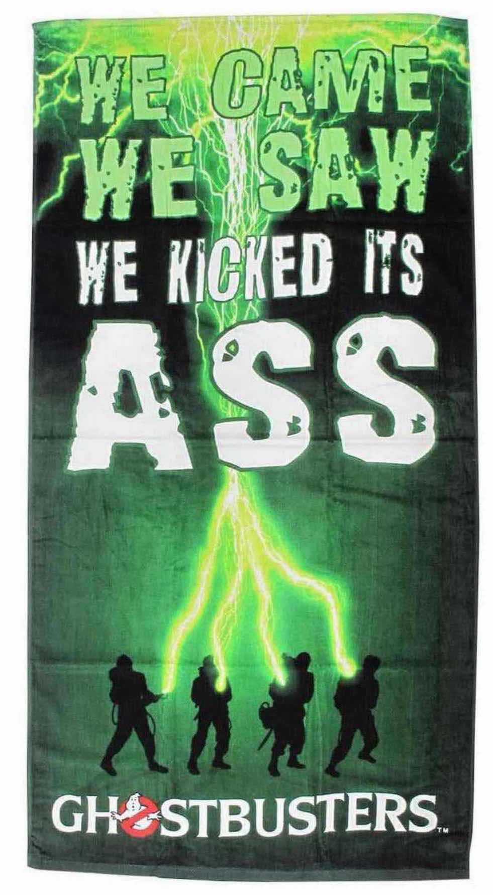 Photo 1 of NEW FACTORY ENTERTAINMENT GHOSTBUSTERS “WE KICKED ITS ASS” 30” x 60” BEACH/BATH TOWEL
