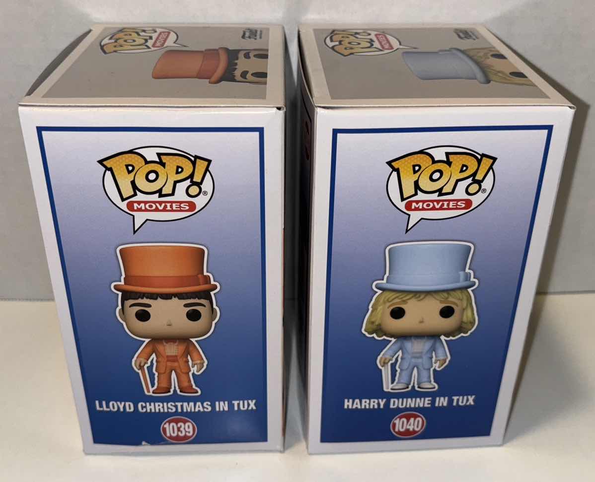 Photo 2 of NEW FUNKO POP! MOVIES VINYL FIGURE, 2-PACK DUMB & DUMBER #1039 LLOYD CHRISTMAS IN TUX & #1040 HARRY DUNNE IN TUX