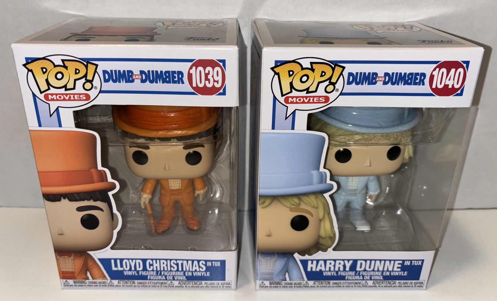 Photo 1 of NEW FUNKO POP! MOVIES VINYL FIGURE, 2-PACK DUMB & DUMBER #1039 LLOYD CHRISTMAS IN TUX & #1040 HARRY DUNNE IN TUX