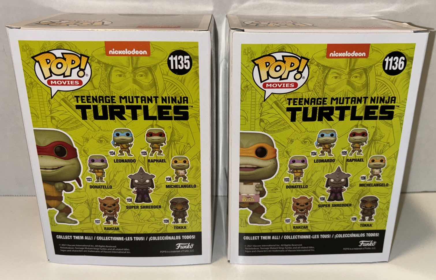 Photo 4 of NEW FUNKO POP! MOVIES VINYL FIGURE, 2-PACK TEENAGE MUTANT NINJA TURTLES #1135 RAPHAEL & #1136 MICHELANGELO