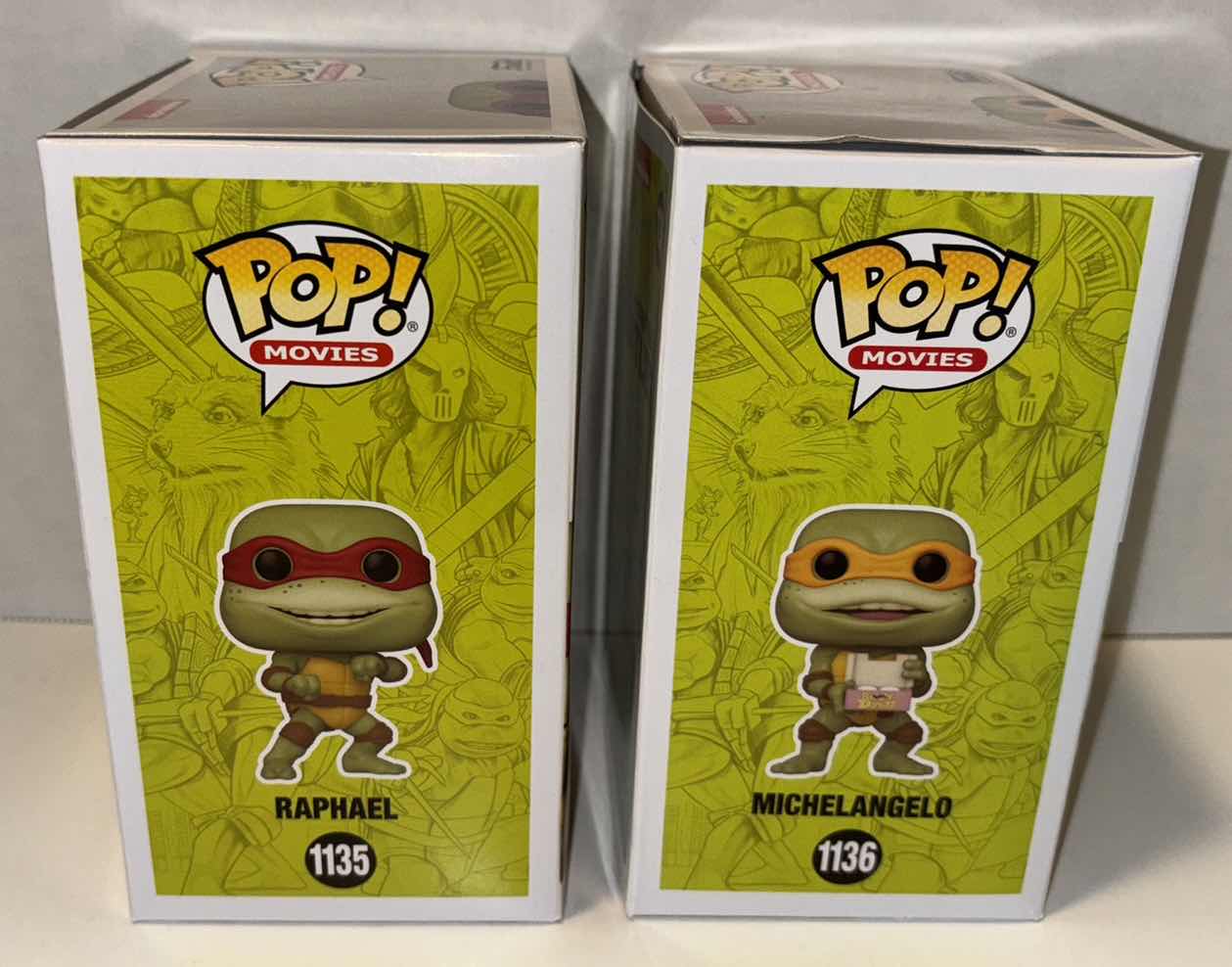 Photo 2 of NEW FUNKO POP! MOVIES VINYL FIGURE, 2-PACK TEENAGE MUTANT NINJA TURTLES #1135 RAPHAEL & #1136 MICHELANGELO