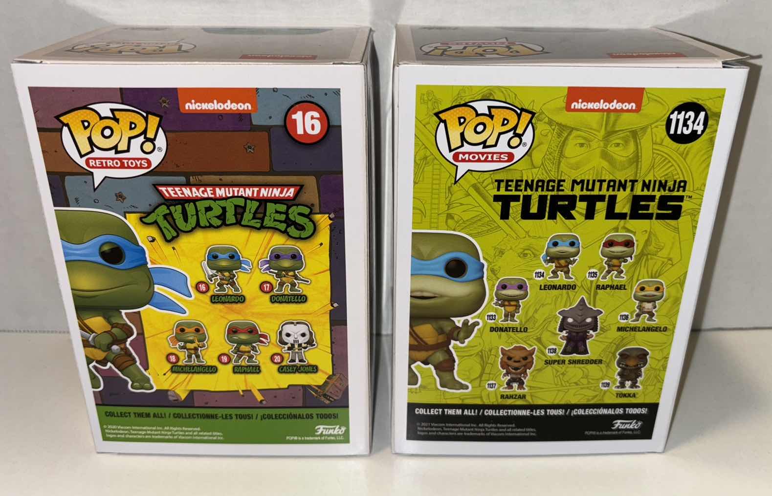 Photo 4 of NEW FUNKO POP! VINYL FIGURE, 2-PACK TEENAGE MUTANT NINJA TURTLES RETRO TOYS #16 LEONARDO & MOVIES #1134 LEONARDO