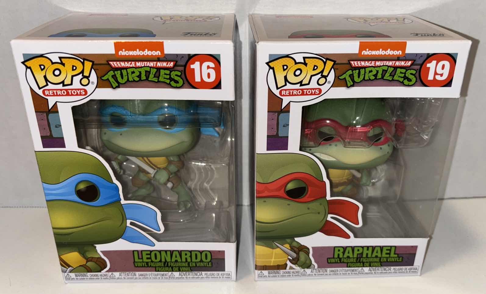 Photo 1 of NEW FUNKO POP! RETRO TOYS VINYL FIGURE, 2-PACK TEENAGE MUTANT NINJA TURTLES #16 LEONARDO & #19 RAPHAEL