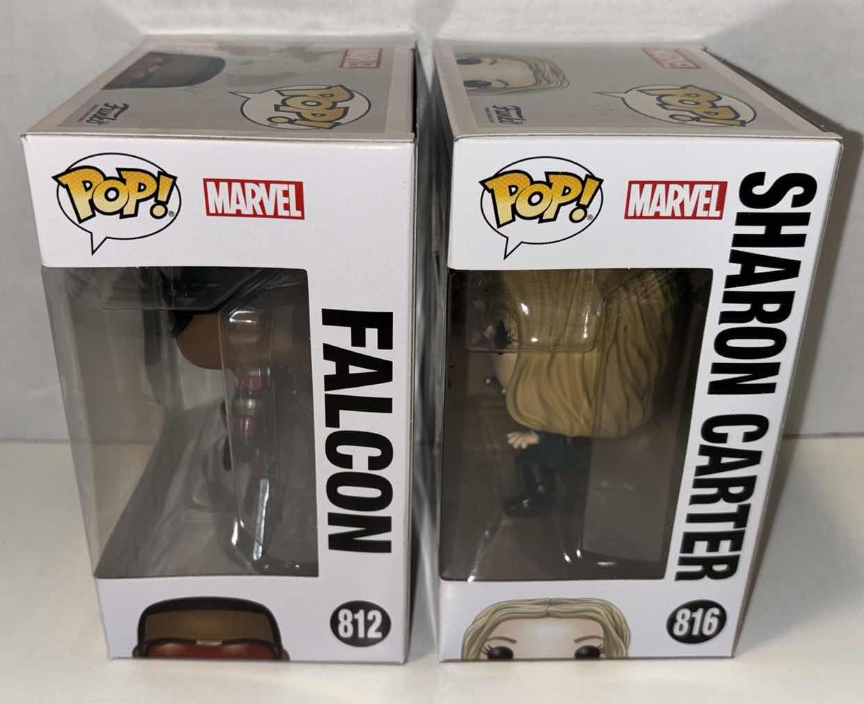 Photo 3 of NEW FUNKO POP! BOBBLE-HEAD VINYL FIGURE, 2-PACK MARVEL STUDIOS THE FALCON AND THE WINTER SOLDIER #812 FALCON & #816 SHARON CARTER