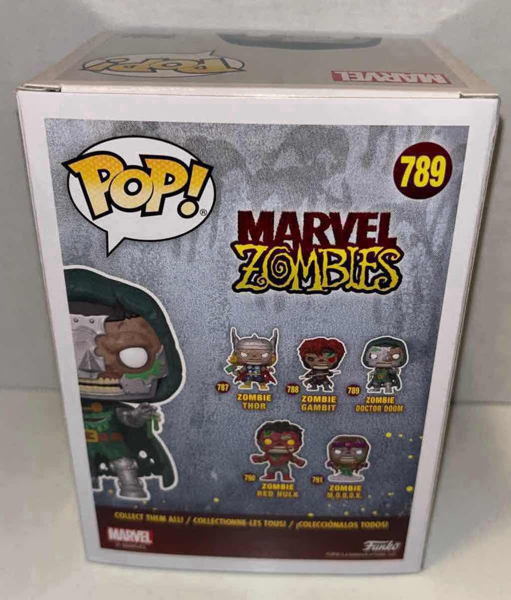 Photo 4 of NEW FUNKO POP! BOBBLE-HEAD VINYL FIGURE, 2-PACK MARVEL ZOMBIES #789 ZOMBIE DR. DOOM & POCKET POP! KEYCHAIN “ZOMBIE GAMBIT”