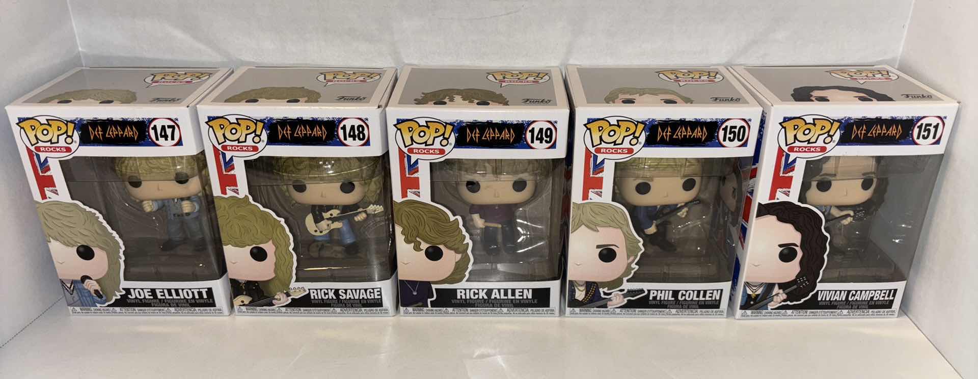 Photo 2 of NEW FUNKO POP! ROCKS VINYL FIGURES, DEF LEPPARD COMPLETE SET OF 5 (#147 #148 #149 #150 #151)