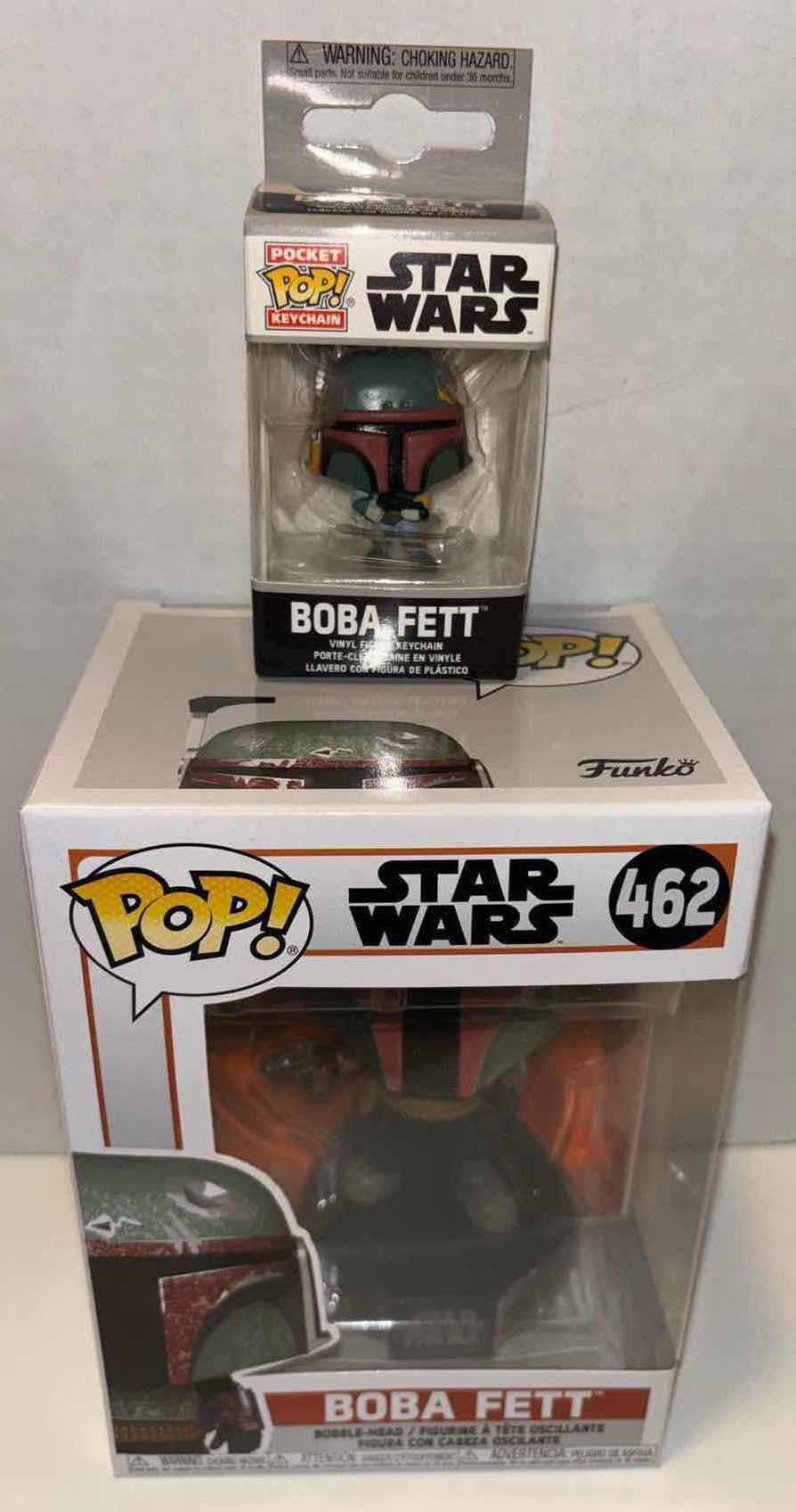 Photo 1 of NEW FUNKO POP! STAR WARS 2-PACK, #462 “BOBA FETT” BOBBLE-HEAD VINYL FIGURE & “BOBA FETT” POCKET POP! KEYCHAIN