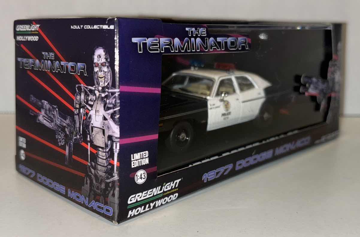 Photo 2 of NEW GREENLIGHT COLLECTIBLES HOLLYWOOD RIDES LIMITED EDITION 1:43 SCALE “THE TERMINATOR 1977 DODGE MONACO” DIE-CAST VEHICLE