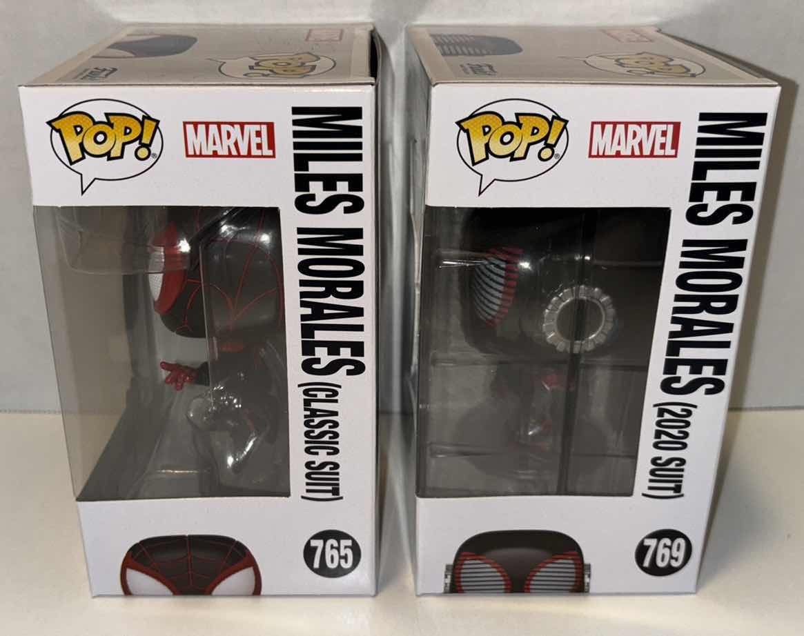 Photo 3 of NEW FUNKO POP! 2-PACK MARVEL SPIDER-MAN GAMERVERSE BOBBLE-HEAD VINYL FIGURE, #765 MILES MORALES (CLASSIC SUIT) & #769 MILES MORALES (2020 SUIT)