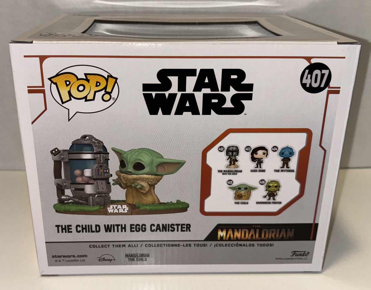 Photo 4 of NEW FUNKO POP! STAR WARS THE MANDALORIAN BOBBLE-HEAD VINYL FIGURE, #407 “THE CHILD WITH EGG CANISTER”