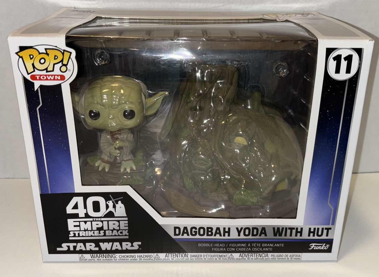 Photo 2 of NEW FUNKO POP! TOWN STAR WARS 40TH ANNIVERSARY THE EMPIRE STRIKES BACK BOBBLE-HEAD VINYL FIGURE, #11 “DAGOBAH YODA WITH HUT”