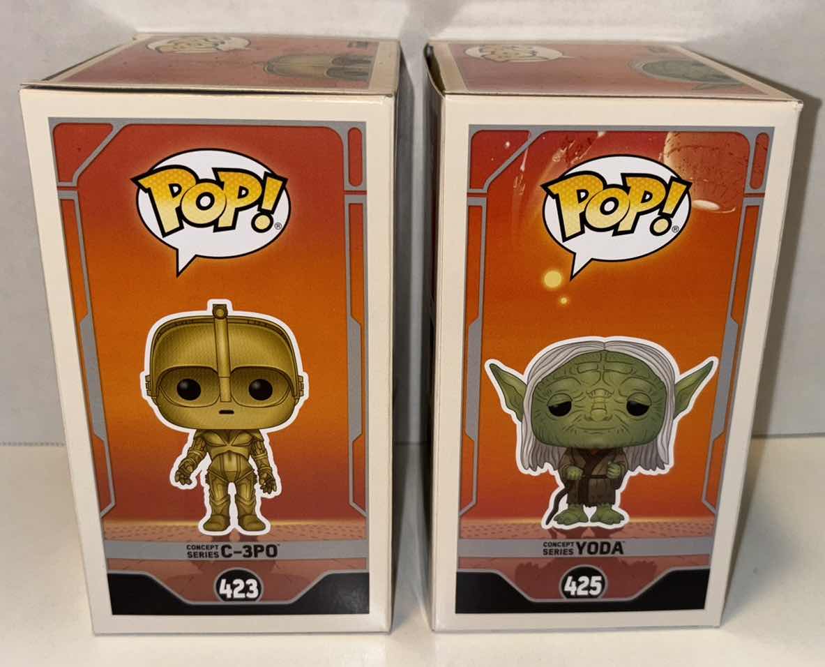 Photo 3 of NEW FUNKO POP! 2-PACK STAR WARS BOBBLE-HEAD VINYL FIGURE, #423 “CONCEPT SERIES C-3PO” & #425 “CONCEPT SERIES YODA”