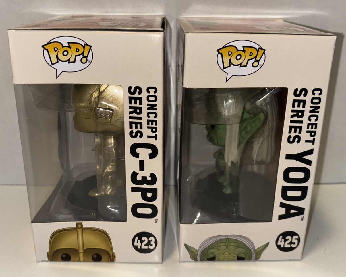 Photo 4 of NEW FUNKO POP! 2-PACK STAR WARS BOBBLE-HEAD VINYL FIGURE, #423 “CONCEPT SERIES C-3PO” & #425 “CONCEPT SERIES YODA”