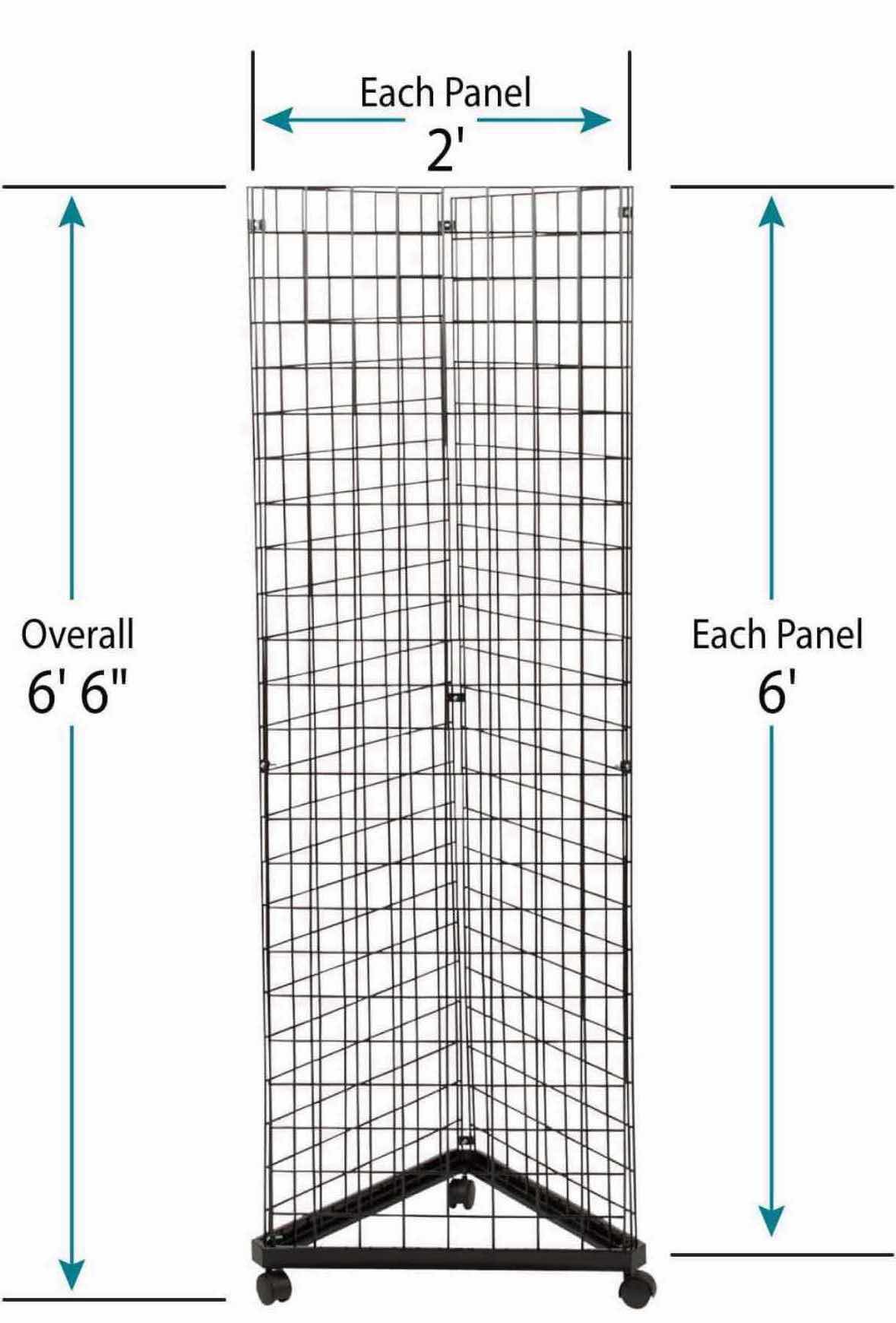 Photo 6 of $170 BLACK TRIANGLE WIRE GRID & GRID WALL TOWER W BASE & CASTER WHEELS (2’ x 6’ H6.6’)