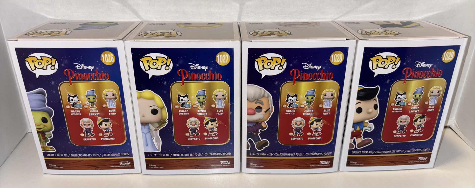 Photo 7 of NEW FUNKO POP! DISNEY PINOCCHIO 4-PACK VINYL FIGURES, #1026 JIMINY CRICKET #1027 BLUE FAIRY #1028 GEPPETTO #1029 PINOCCHIO