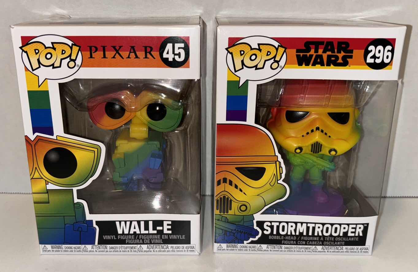 Photo 1 of NEW FUNKO POP! RAINBOW DISNEY COLLECTION VINYL FIGURES, #45 WALL-E & #296 STORM TROOPER