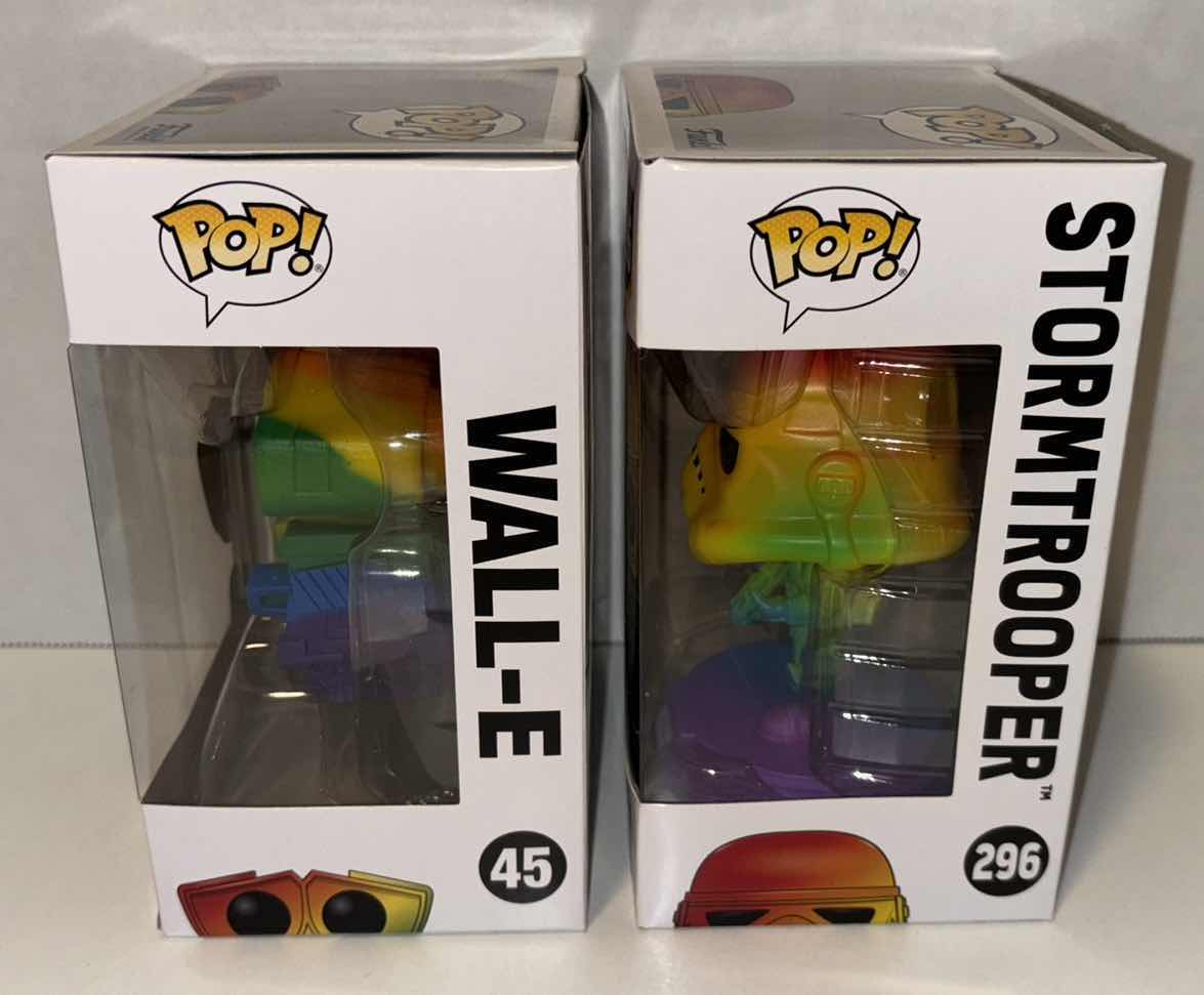 Photo 5 of NEW FUNKO POP! RAINBOW DISNEY COLLECTION VINYL FIGURES, #45 WALL-E & #296 STORM TROOPER