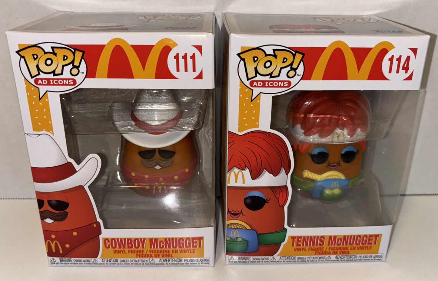 Photo 1 of NEW FUNKO POP! AD ICONS VINYL FIGURES, #111 COWBOY MCNUGGET & #114 TENNIS MCNUGGET