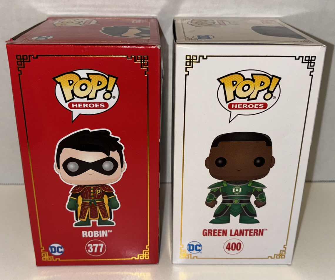 Photo 4 of NEW FUNKO POP! HEROES VINYL FIGURES, DC IMPERIAL PALACE #377 ROBIN & #400 GREEN LANTERN