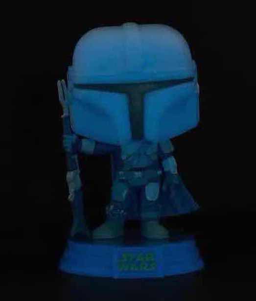 Photo 3 of NEW FUNKO POP! STAR WARS BOBBLE-HEAD VINYL FIGURES, #345 THE MANDALORIAN (GLOW IN THE DARK) & #402 THE MANDALORIAN WITH THE CHILD