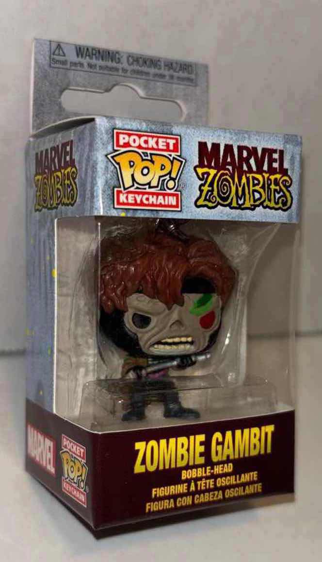 Photo 7 of NEW FUNKO POP! MARVEL ZOMBIES BOBBLE-HEAD FIGURE & BOBBLE-HEAD KEYCHAIN, #662 ZOMBIE WOLVERINE (GLOW IN THE DARK) & ZOMBIE GAMBIT POCKET POP! KEYCHAIN