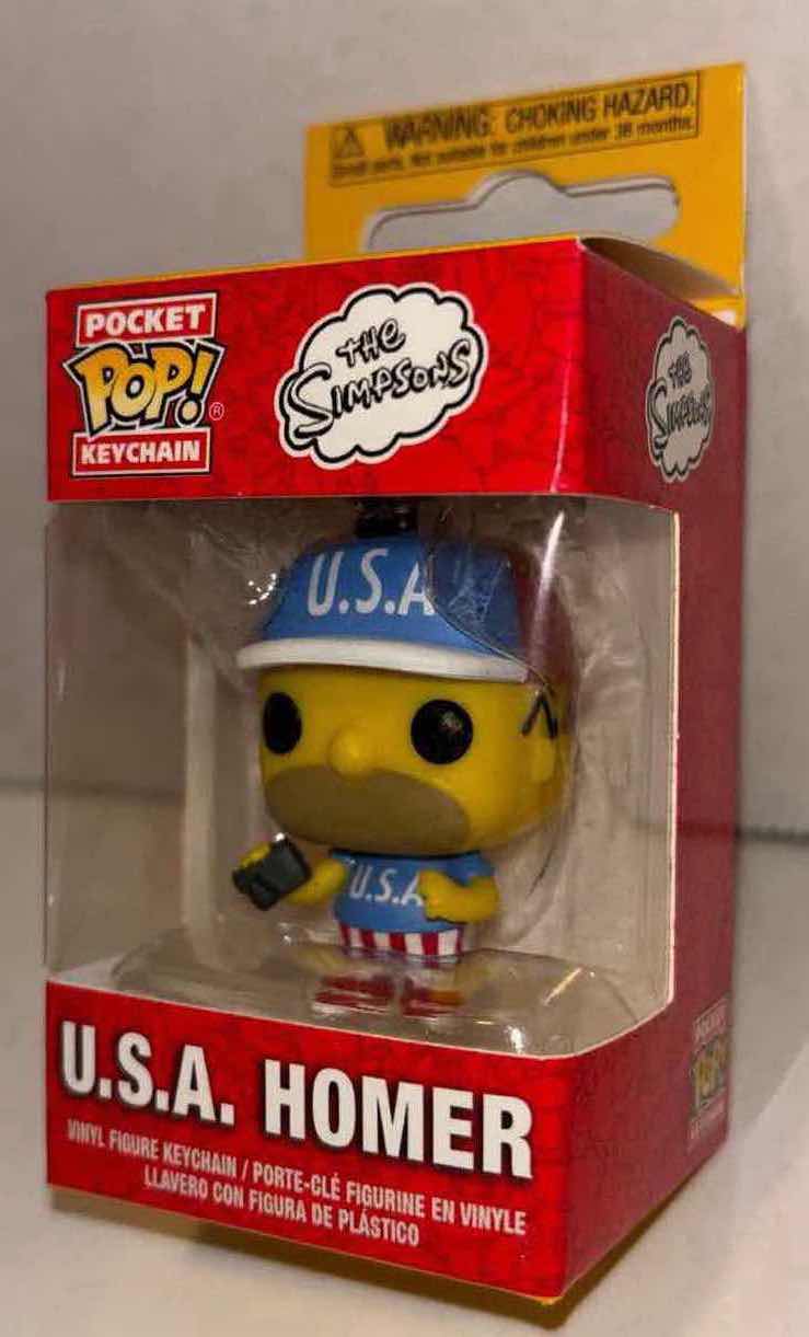 Photo 6 of NEW FUNKO POP! TELEVISION VINYL FIGURE & POCKET POP! KEYCHAIN, THE SIMPSONS #901 BARNEY GUMBLE & U.S.A. HOMER KEYCHAIN