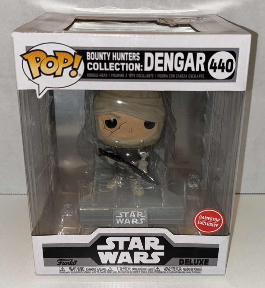 Photo 2 of NEW FUNKO POP! GAMESTOP EXCLUSIVE DELUXE STAR WARS BOBBLE-HEAD VINYL FIGURE, #440 BOUNTY HUNTERS COLLECTION: DENGAR