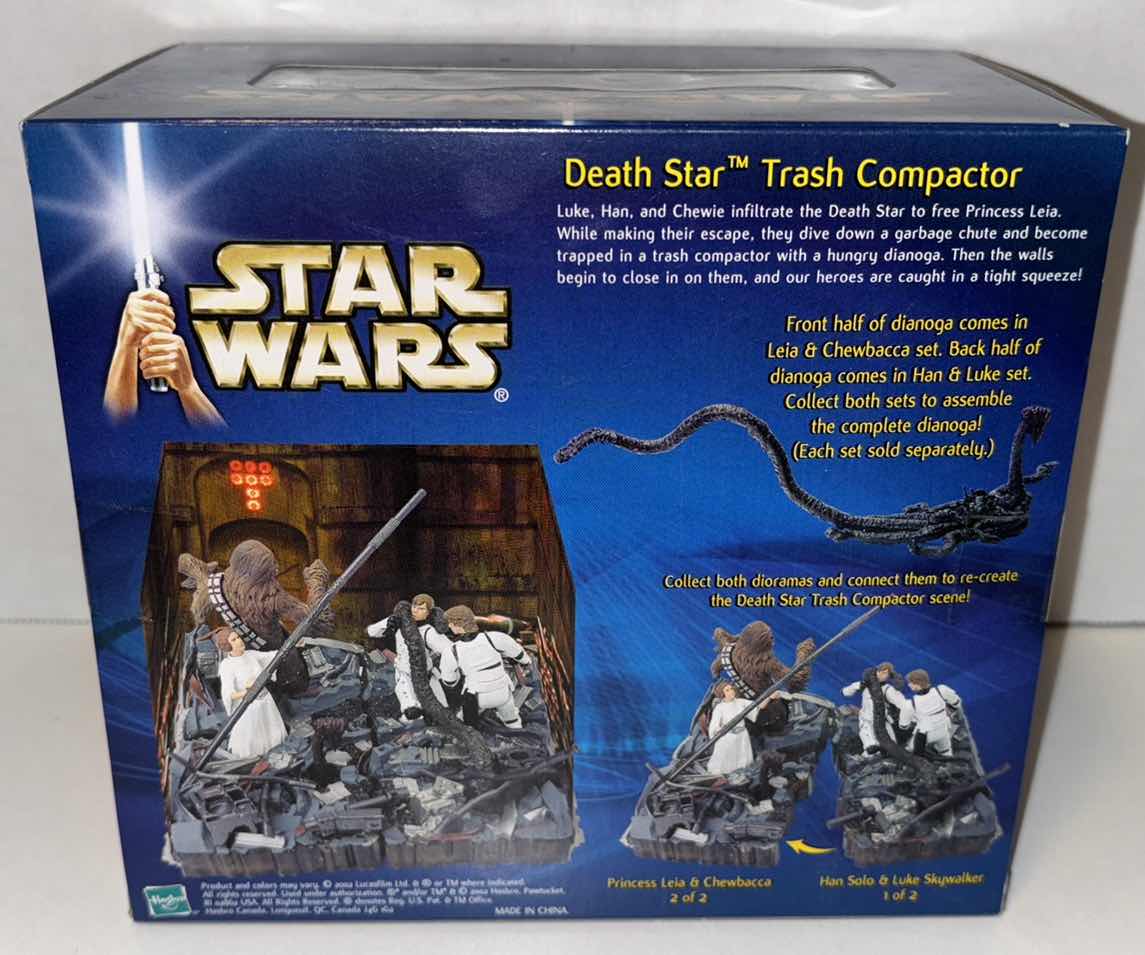 Photo 7 of NEW 2002 HASBRO STAR WARS A NEW HOPE DEATH STAR TRASH COMPACTOR SET OF 2, LUKE SKYWALKER & HAN SOLO (SET 1 OF 2) PRINCESS LEIA & CHEWBACCA (SET 2 OF 2)