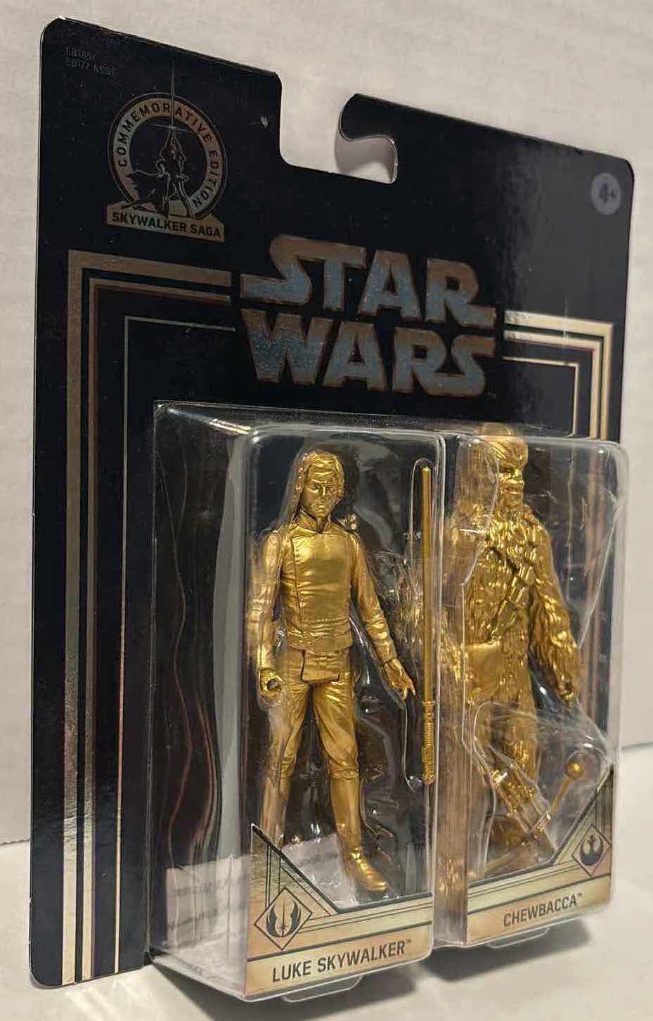 Photo 2 of NEW HASBRO STAR WARS COMMEMORATIVE EDITION SKYWALKER SAGA 2-PACK (2), RETURN OF THE JEDI GOLD “LUKE SKYWALKER & CHEWBACCA” & THE FORCE AWAKENS GOLD “FINN & POE DAMERON”