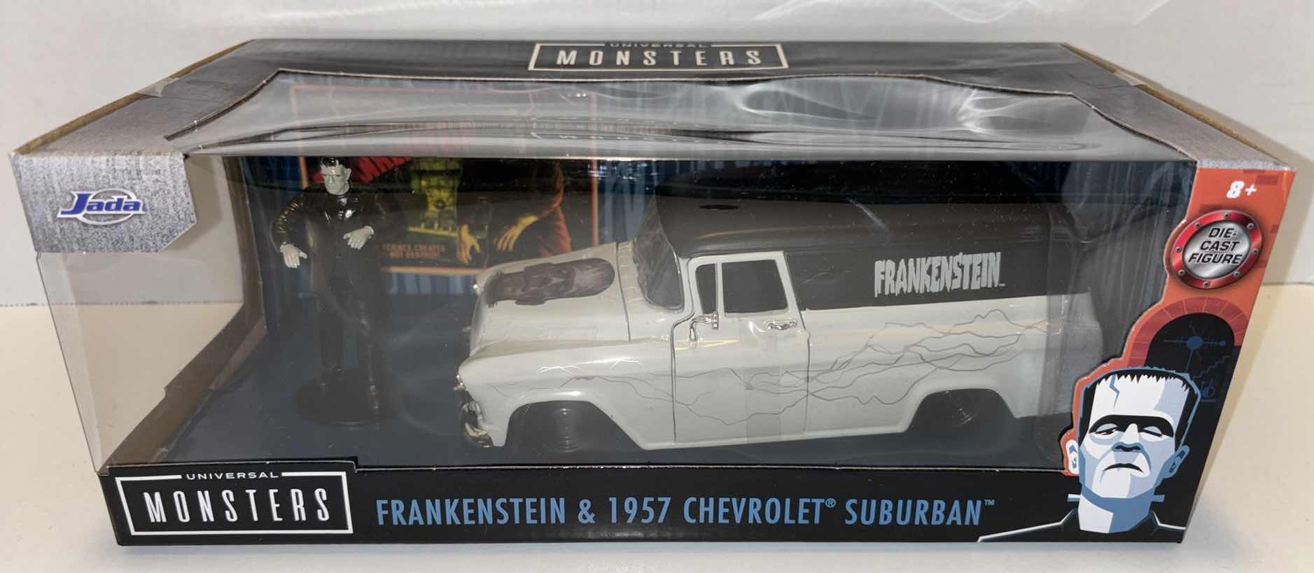 Photo 3 of NEW JADA TOYS HOLLYWOOD RIDES UNIVERSAL MONSTERS DIE-CAST VEHICLE & FIGURE, “FRANKENSTEIN & 1957 CHEVROLET SUBURBAN”