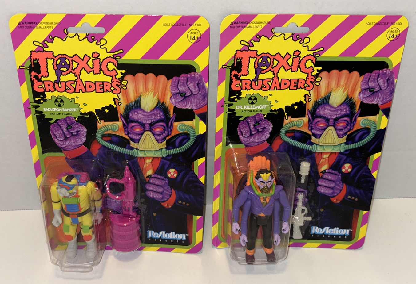 Photo 1 of NEW SUPER7 REACTION FIGURES TOXIC CRUSADERS ACTION FIGURE & ACCESSORIES 2-PACK, “RADIATION RANGER & DR. KILLEMOFF”