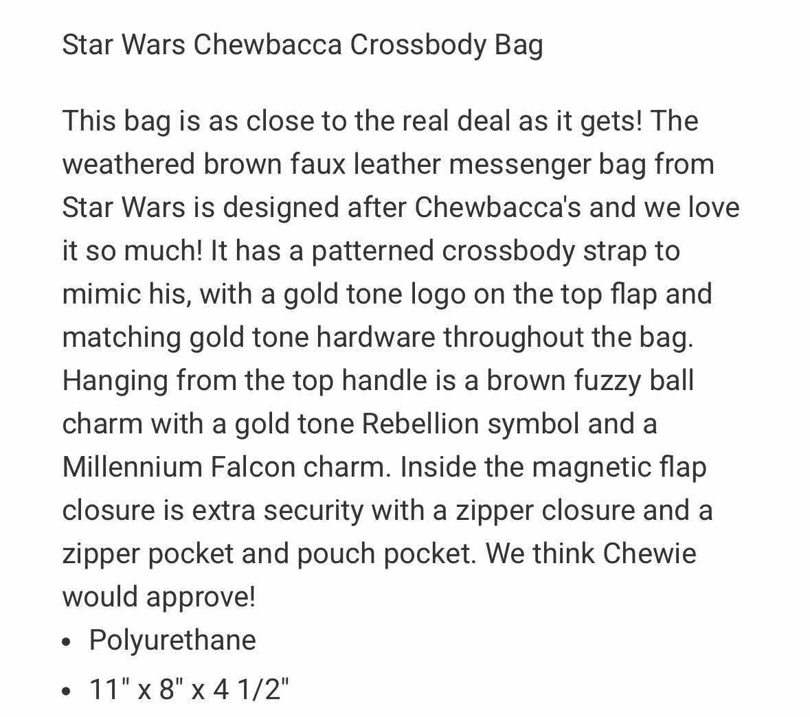 Photo 7 of STAR WARS CHEWBACCA CROSSBODY BAG