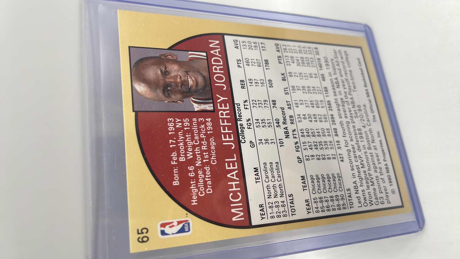 Photo 2 of 1990 MICHAEL JORDAN NBA HOOPS CARD 65