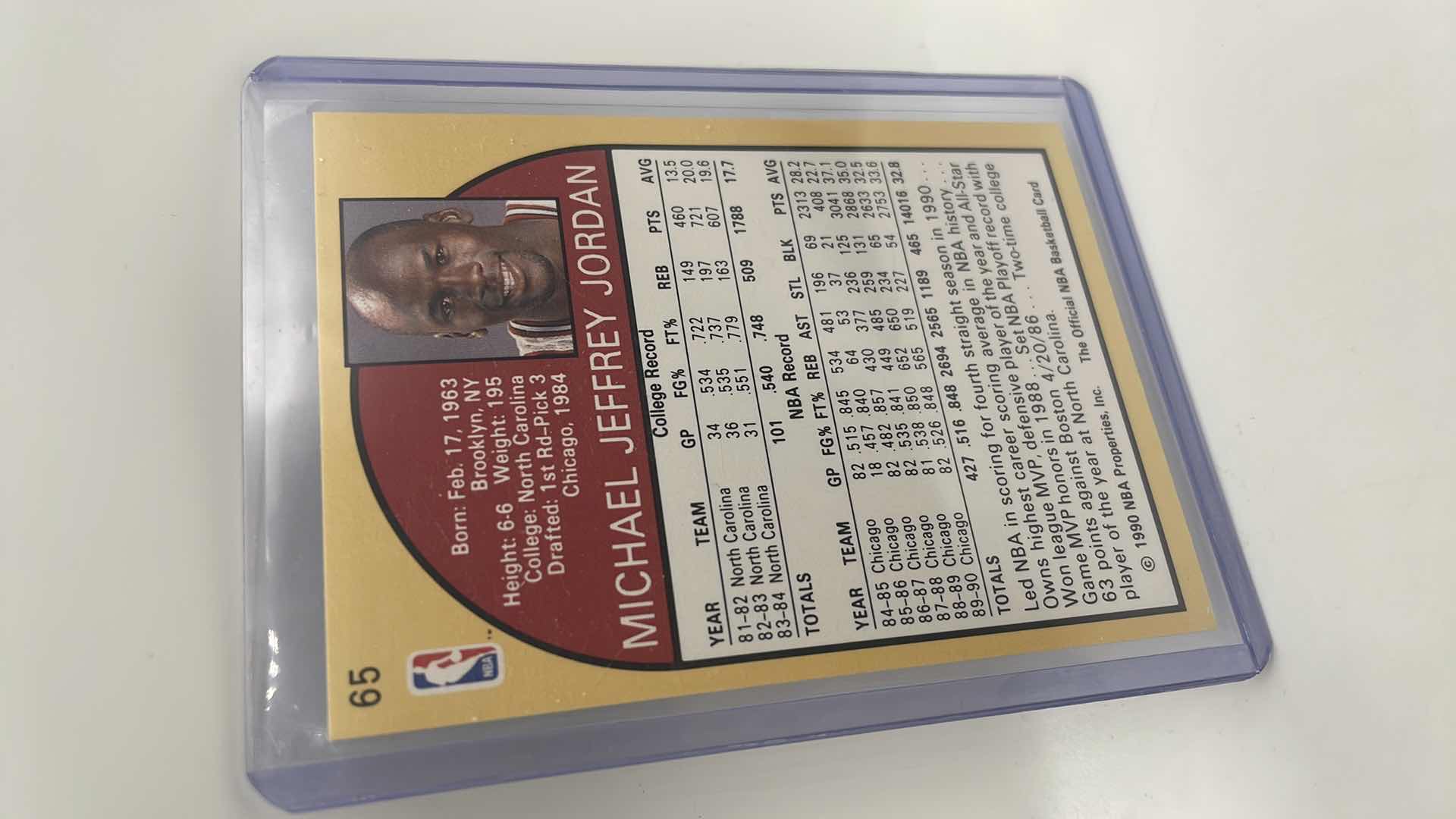 Photo 2 of 1990 MICHAEL JORDAN NBA HOOPS CARD 65