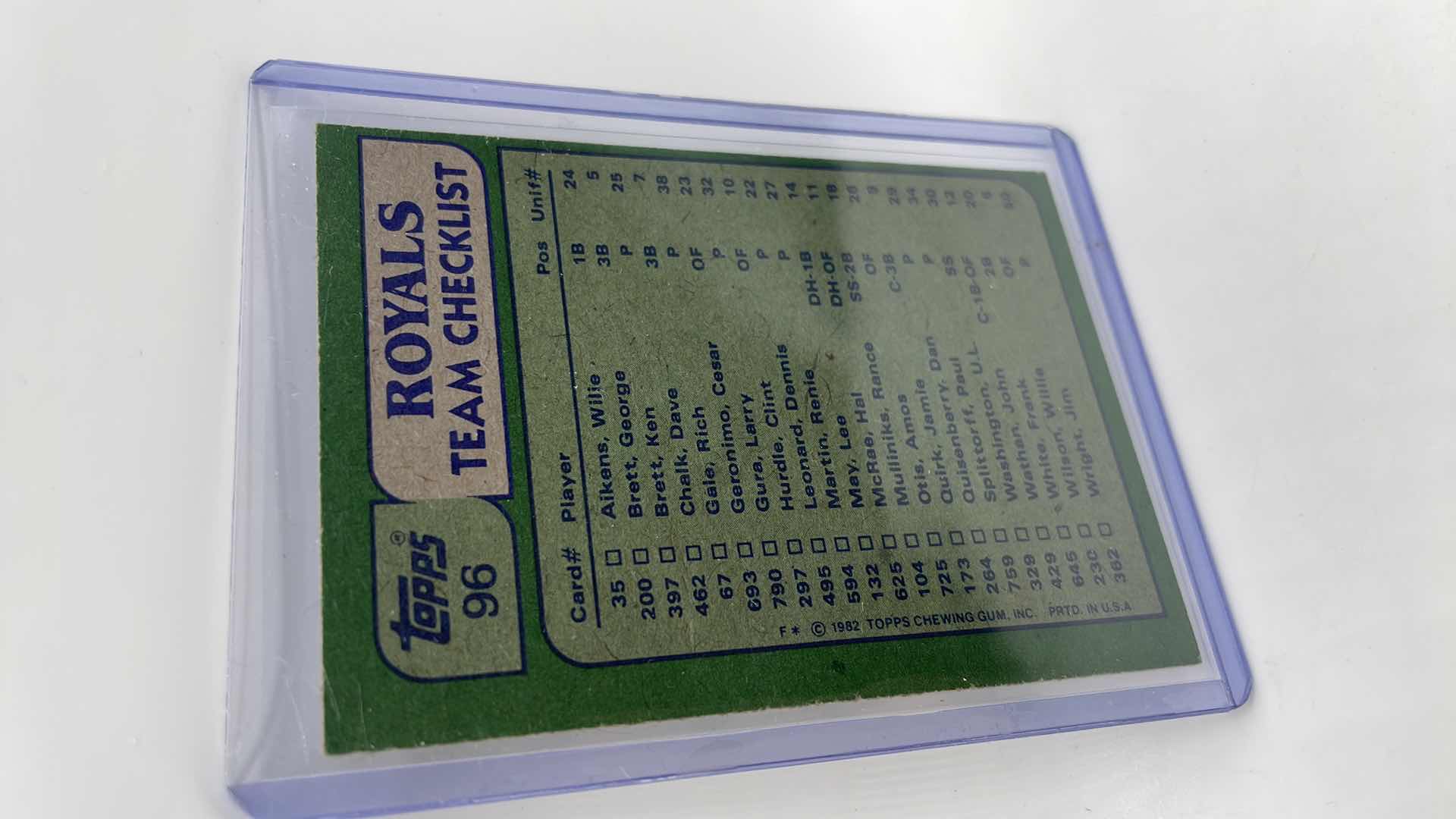 Photo 2 of 1982 KANSAS CITY ROYLAS GEORGE BRETT TOPPS CARD 96