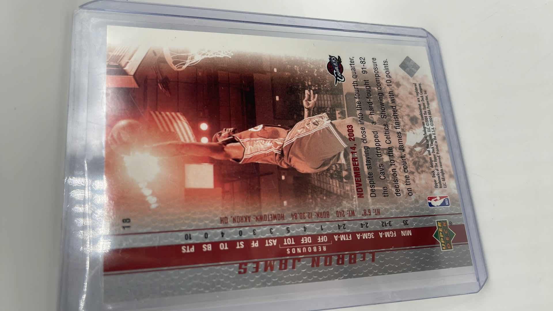 Photo 2 of 2004 LEBRON JAMES UPPER DECK PHENOMENAL BEGINING CARD 18