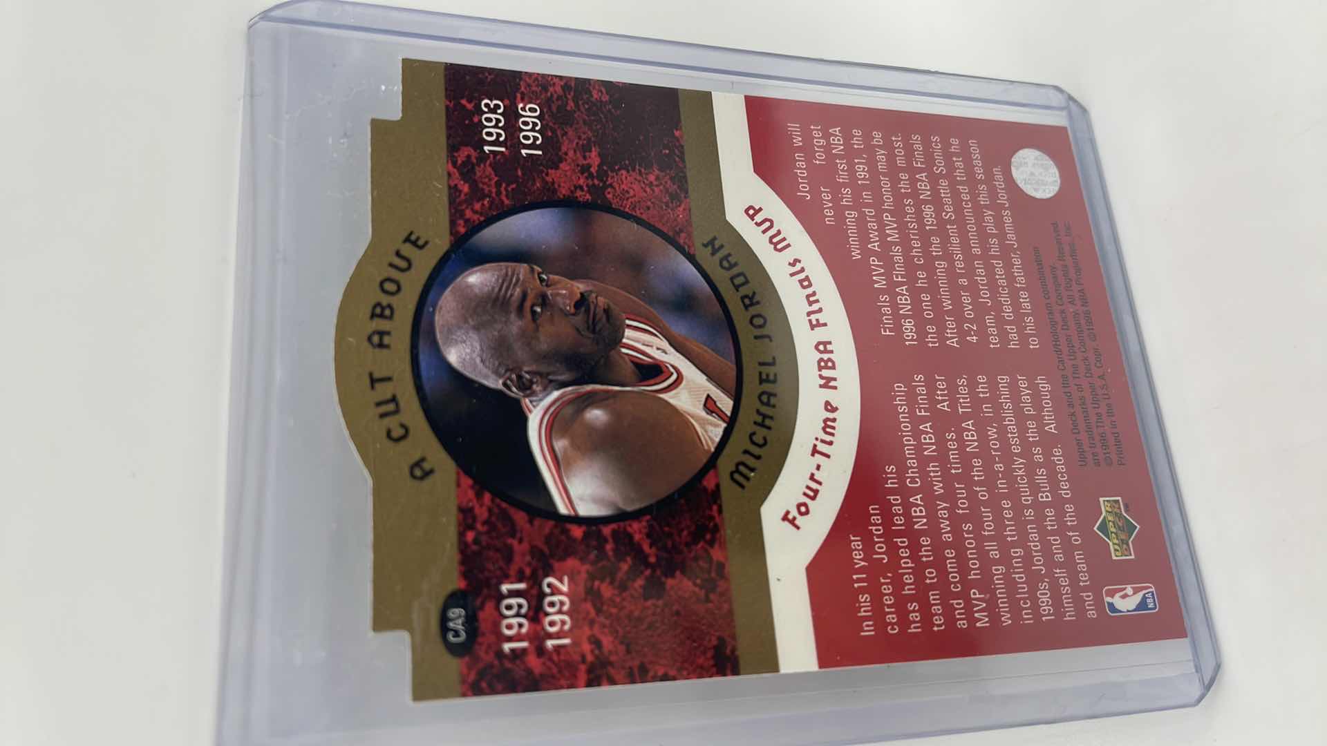 Photo 2 of 1996 MICHAEL JORDAN UPPER DECK A CUT ABOVE THE REST CARD 9