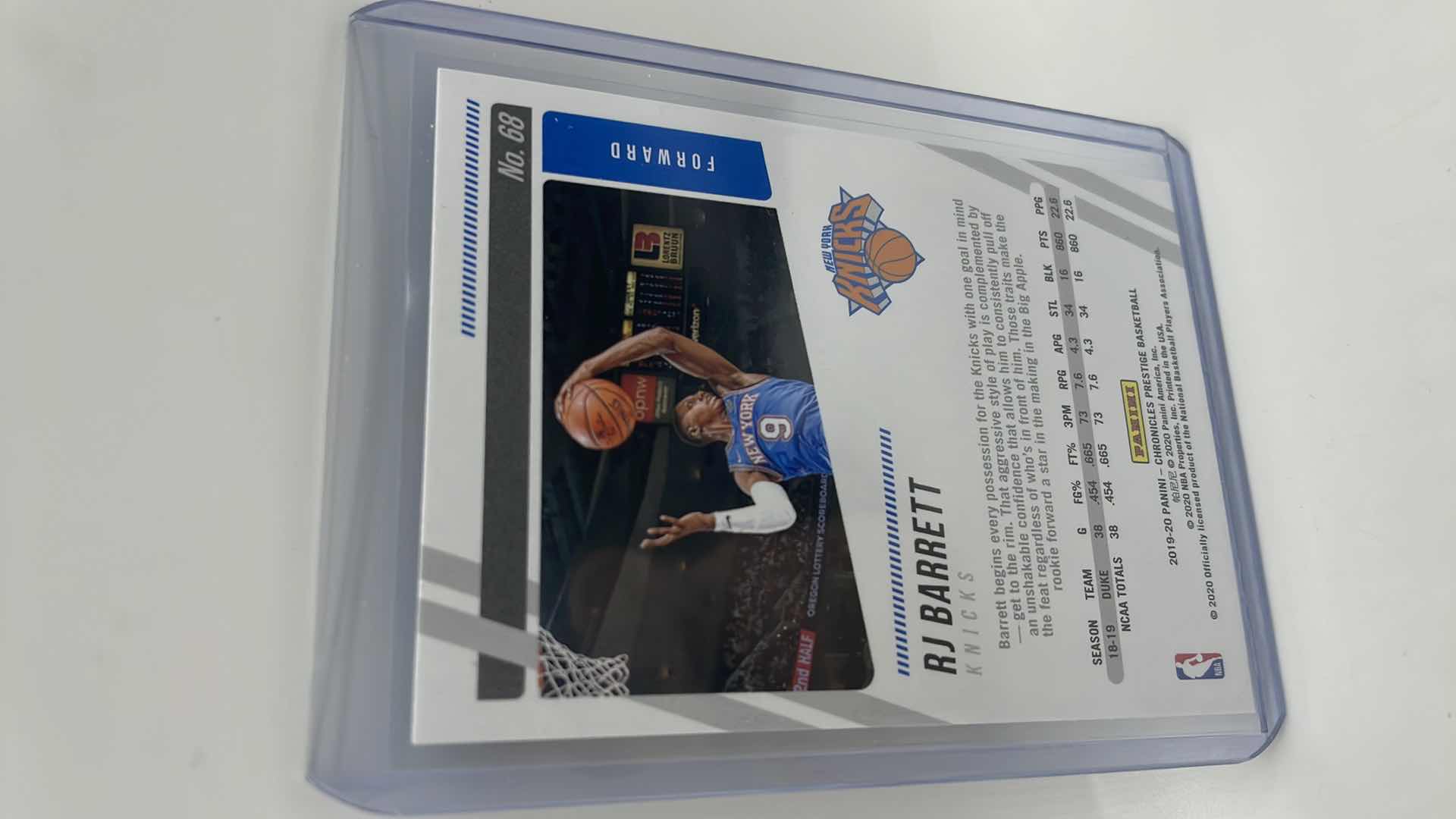 Photo 2 of 2019-20 RJ BARRETT PANINI ROOKIE CARD 68