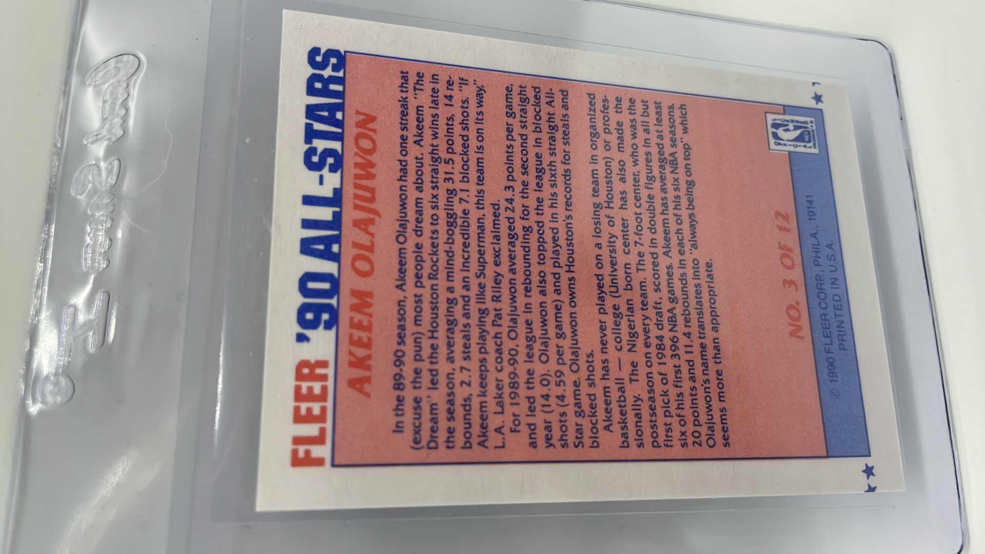 Photo 2 of 1990 AKEEM OLAJUWON FLEER CARD 3