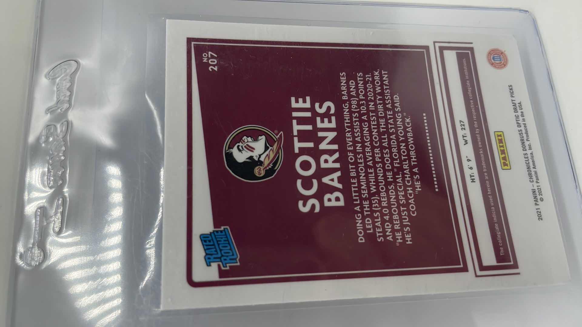 Photo 2 of 2021-22 SCOTTIE BARNES PANINI ROOKIE CARD 207